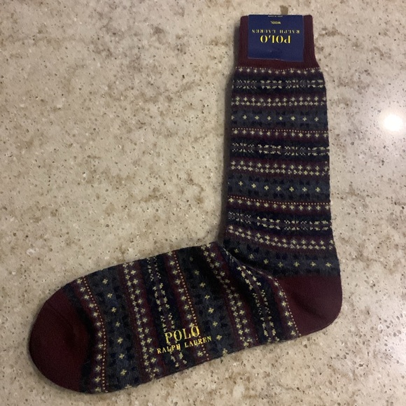 Polo Ralph Lauren Other - NWT Polo Ralph Lauren Burgundy Wool Fair Isle Dress Socks